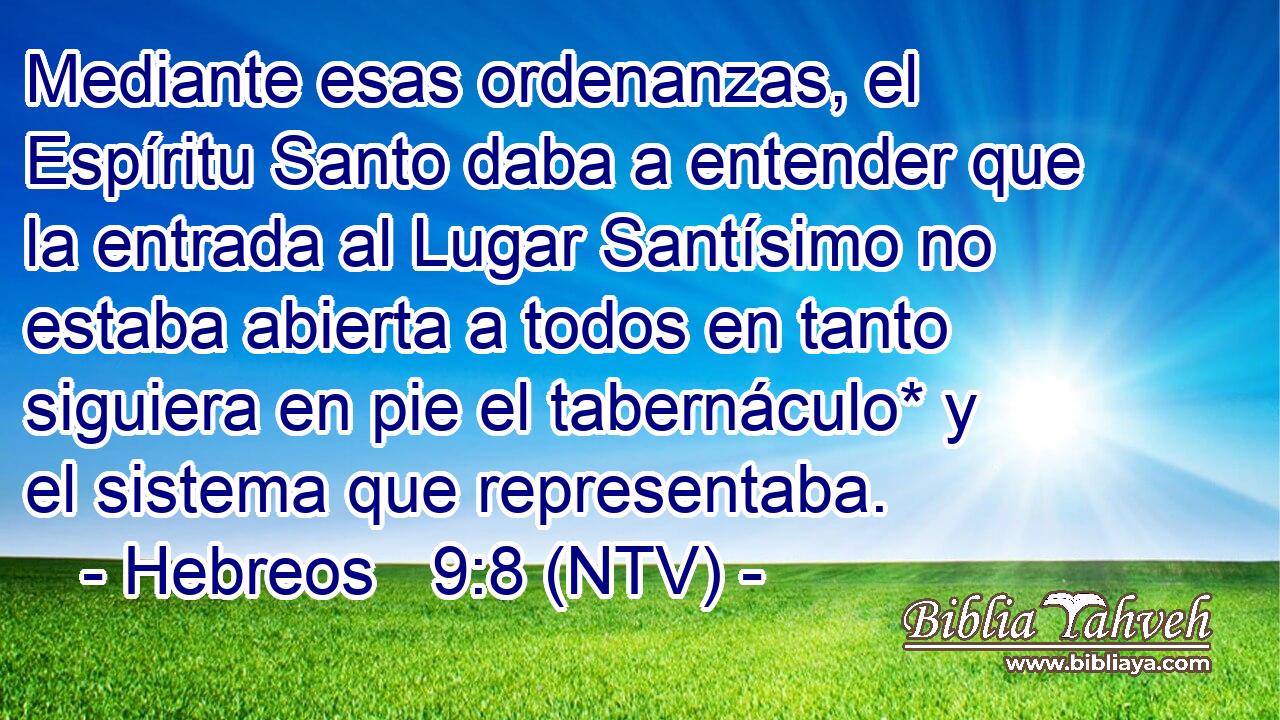 Mediante esas ordenanzas, el Espíritu Santo daba a entender que la entrada al Lugar Santísimo no estaba abierta a todos en tanto siguiera en pie el tabernáculo* y el sistema que representaba.