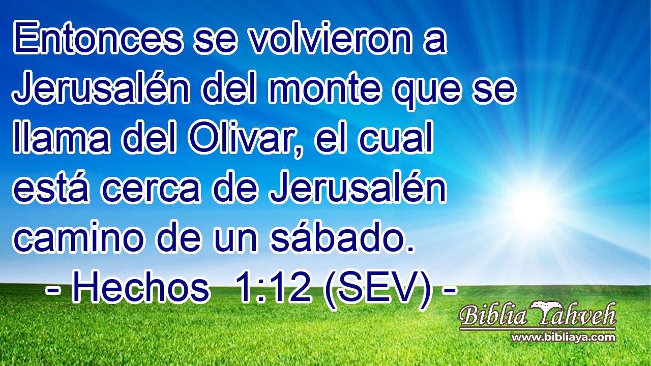 Entonces se volvieron a Jerusalén del monte que se llama del Olivar, el cual está cerca de Jerusalén camino de un sábado.