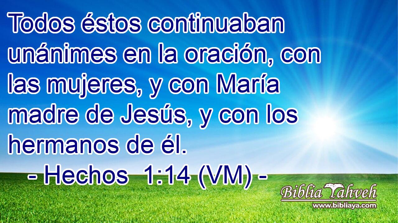  Todos éstos continuaban unánimes en la oración, con las mujeres, y con María madre de Jesús, y con los hermanos de él. 