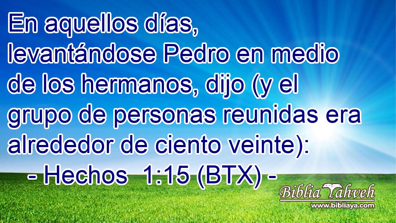 En aquellos días, levantándose Pedro en medio de los hermanos, dijo (y el grupo de personas reunidas era alrededor de ciento veinte):