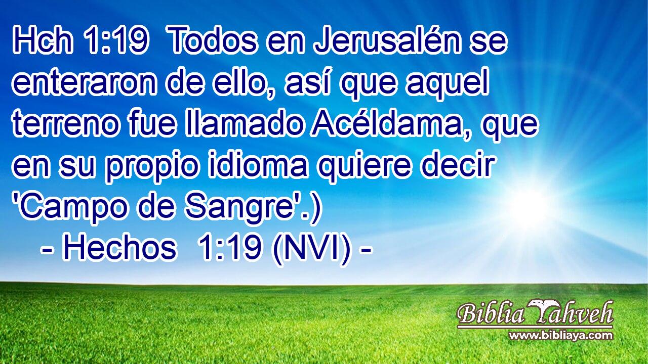 Hch 1:19  Todos en Jerusalén se enteraron de ello, así que aquel terreno fue llamado Acéldama, que en su propio idioma quiere decir 'Campo de Sangre'.) 