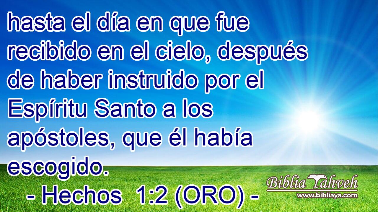 hasta el día en que fue recibido en el cielo, después de haber instruido por el Espíritu Santo a los apóstoles, que él había escogido. 