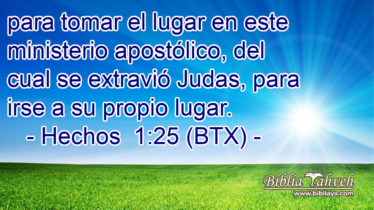 para tomar el lugar en este ministerio apostólico, del cual se extravió Judas, para irse a su propio lugar.
