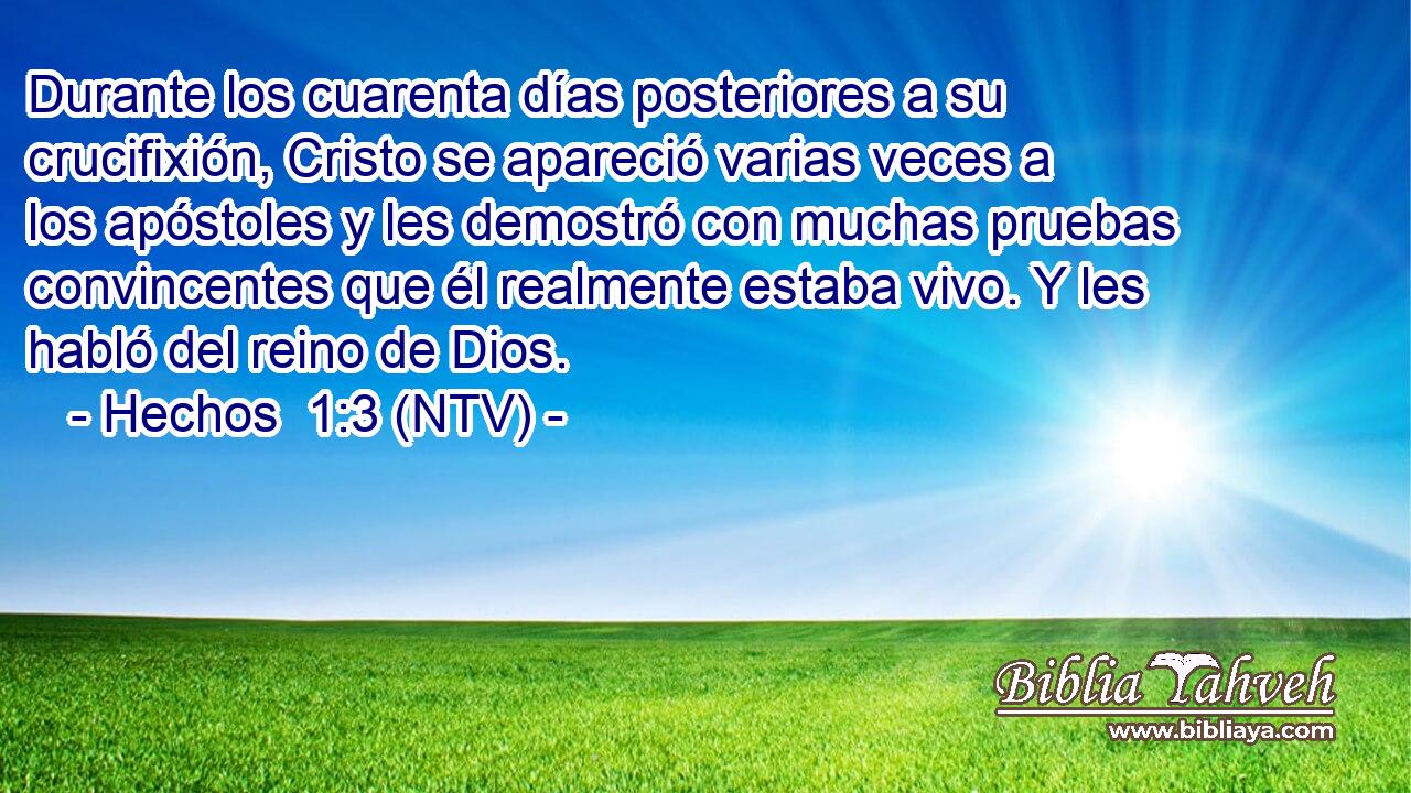 Durante los cuarenta días posteriores a su crucifixión, Cristo se apareció varias veces a los apóstoles y les demostró con muchas pruebas convincentes que él realmente estaba vivo. Y les habló del reino de Dios.