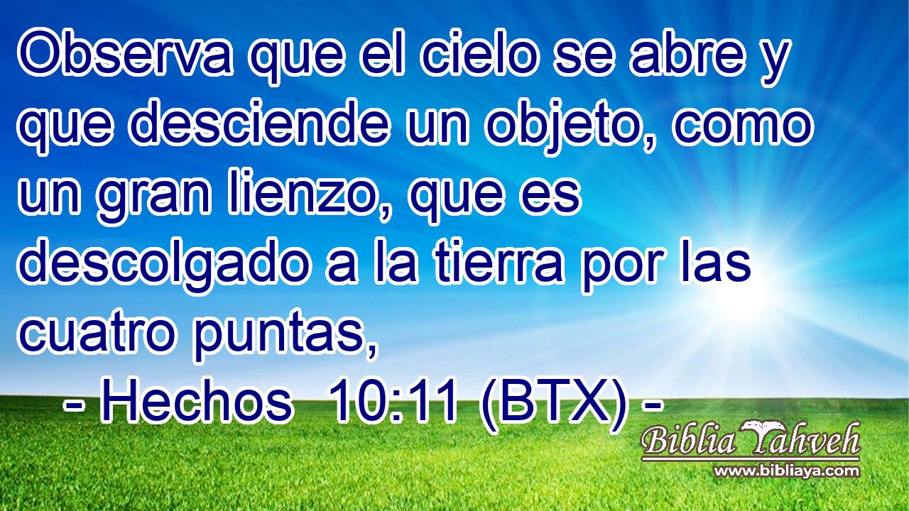 Observa que el cielo se abre y que desciende un objeto, como un gran lienzo, que es descolgado a la tierra por las cuatro puntas,