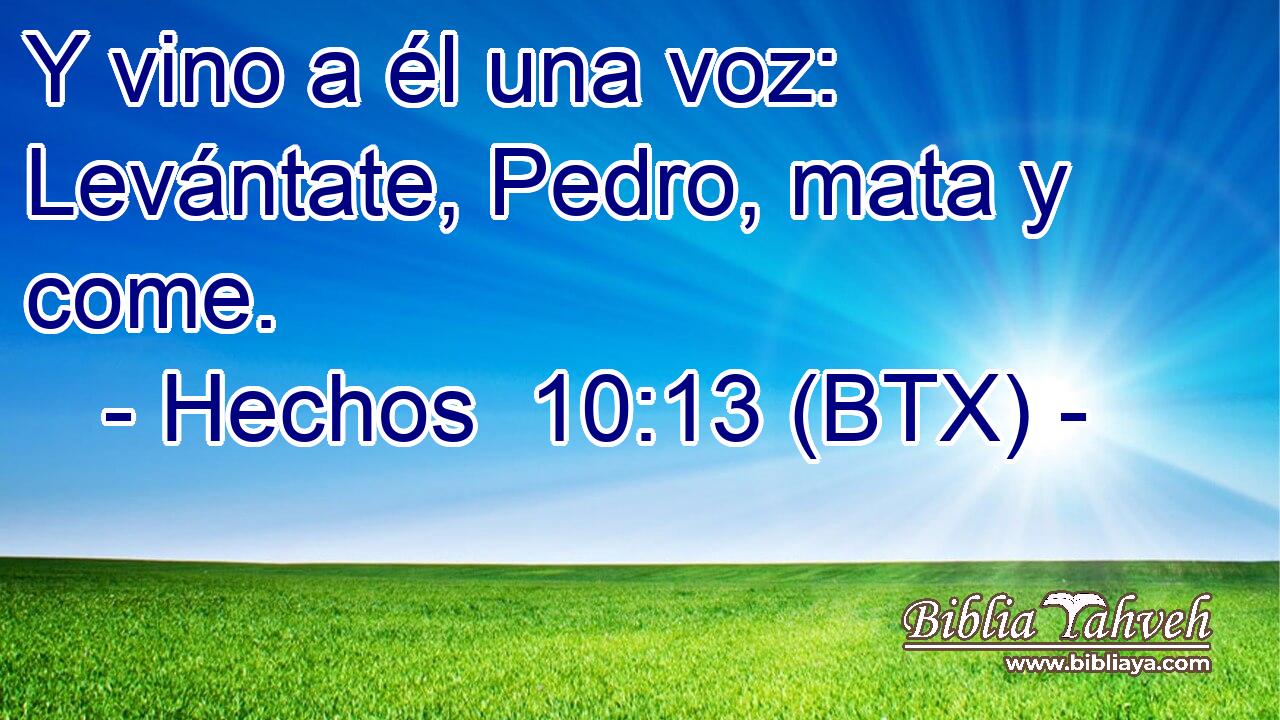 Y vino a él una voz: Levántate, Pedro, mata y come.