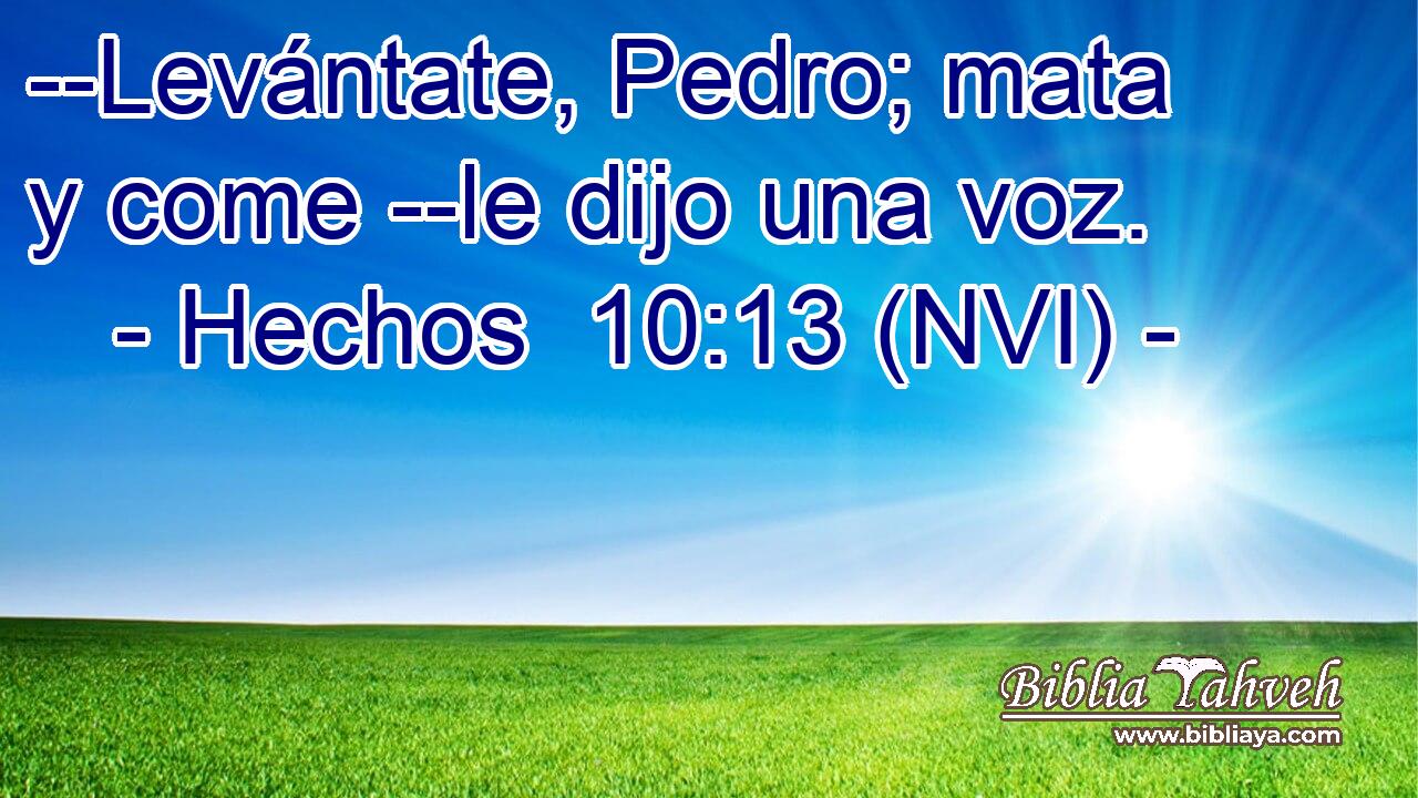  --Levántate, Pedro; mata y come --le dijo una voz. 