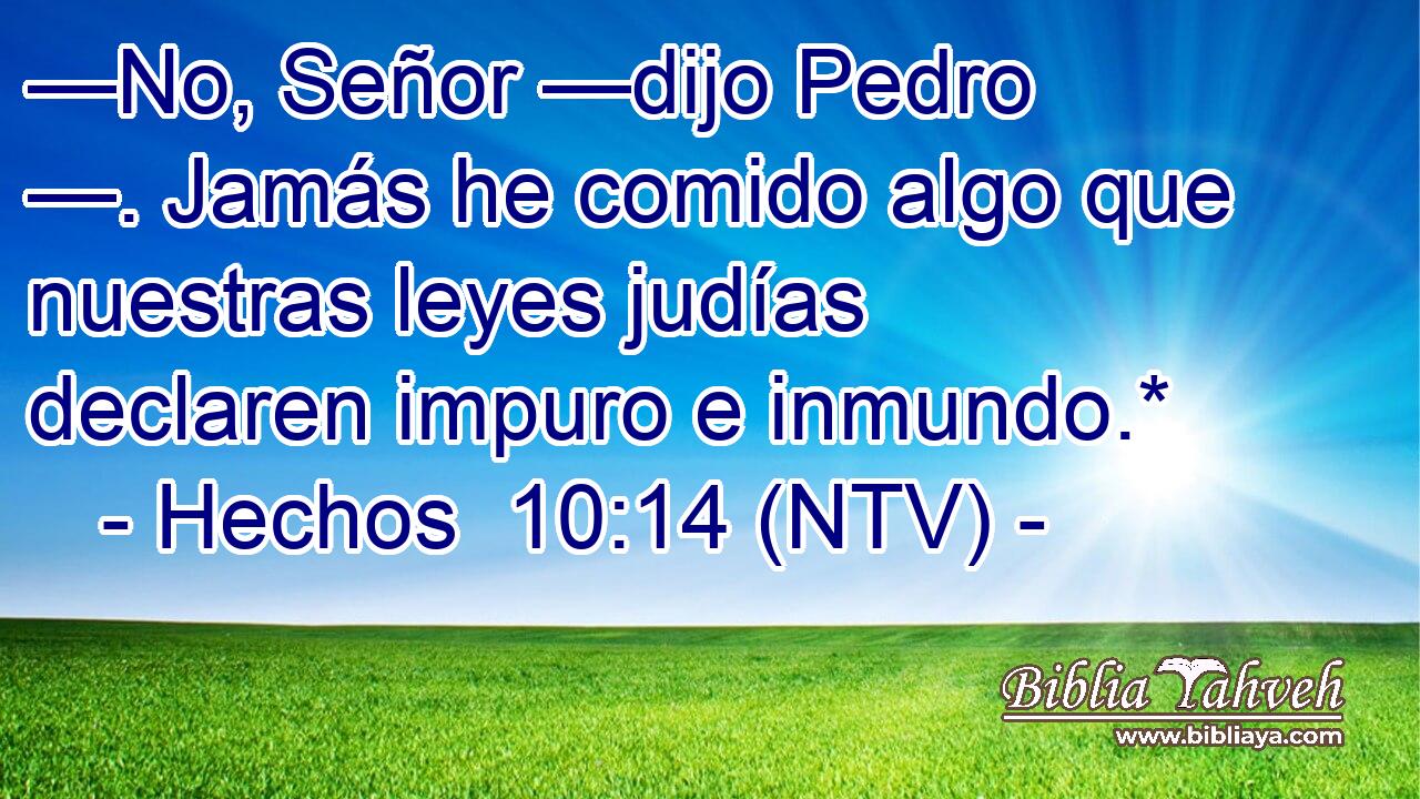 —No, Señor —dijo Pedro —. Jamás he comido algo que nuestras leyes judías declaren impuro e inmundo.*