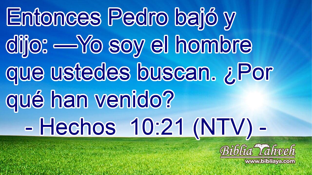 Entonces Pedro bajó y dijo: —Yo soy el hombre que ustedes buscan. ¿Por qué han venido?