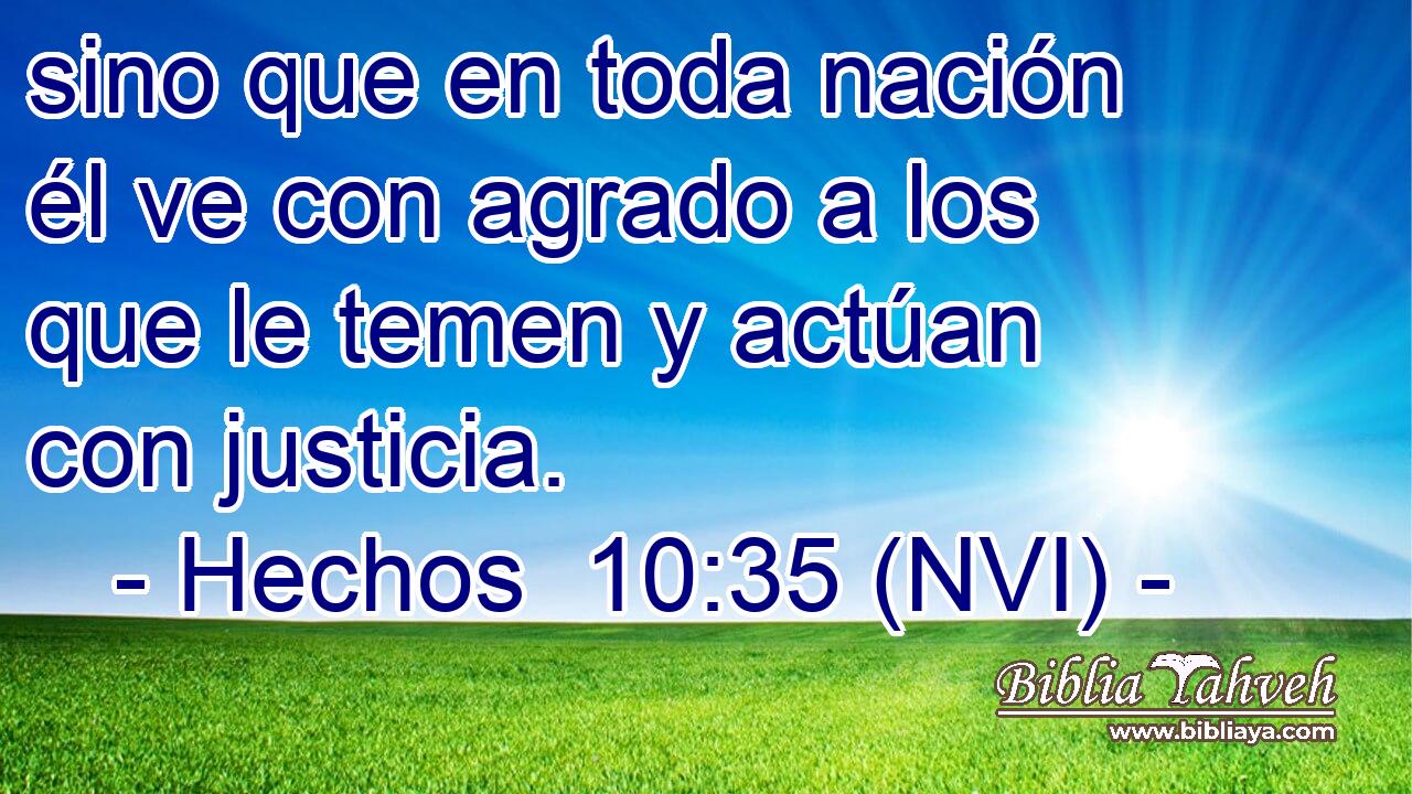  sino que en toda nación él ve con agrado a los que le temen y actúan con justicia. 