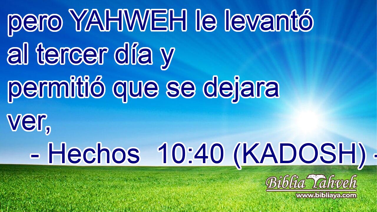  pero YAHWEH le levantó al tercer día y permitió que se dejara ver, 