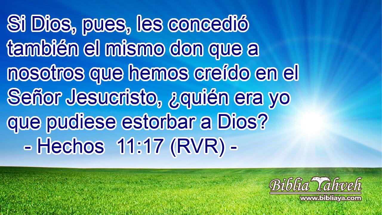 Si Dios, pues, les concedió también el mismo don que a nosotros que hemos creído en el Señor Jesucristo, ¿quién era yo que pudiese estorbar a Dios?