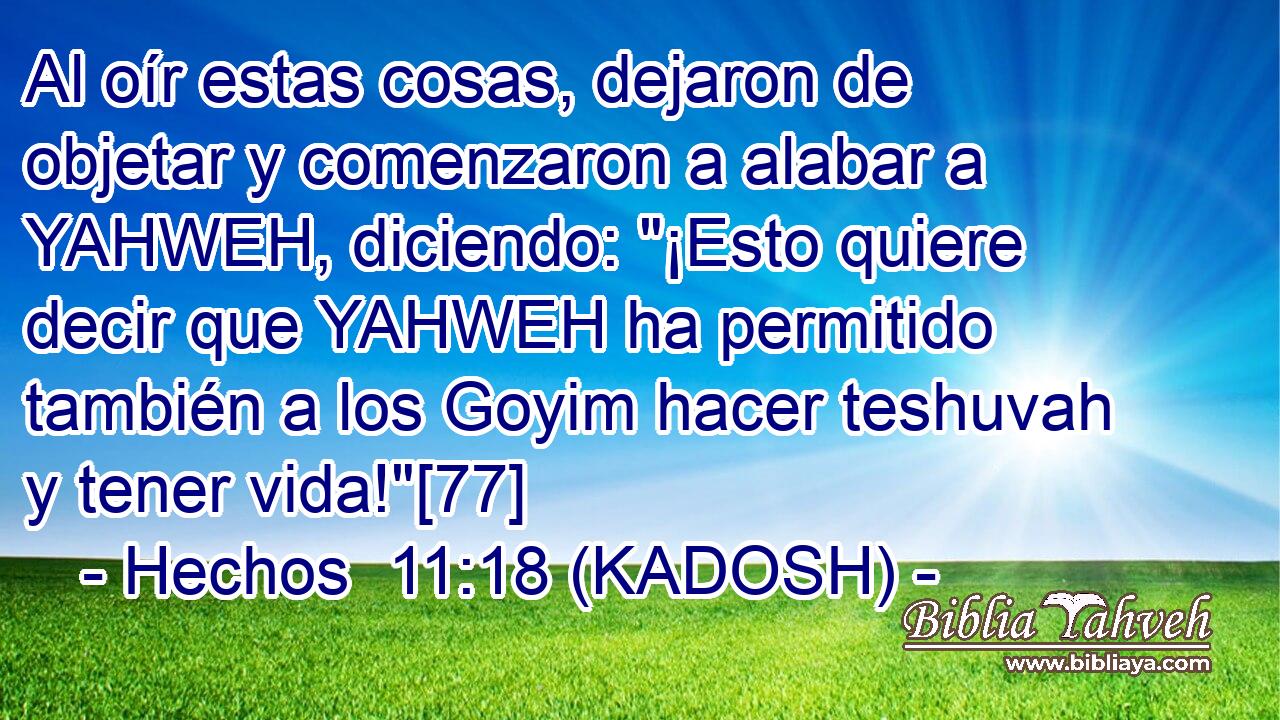  Al oír estas cosas, dejaron de objetar y comenzaron a alabar a YAHWEH, diciendo: 