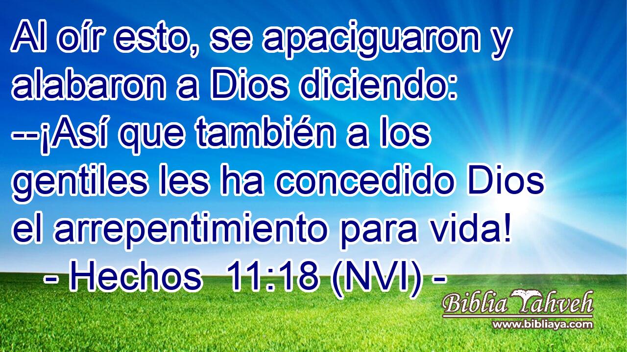 Al oír esto, se apaciguaron y alabaron a Dios diciendo: --¡Así que también a los gentiles les ha concedido Dios el arrepentimiento para vida! 