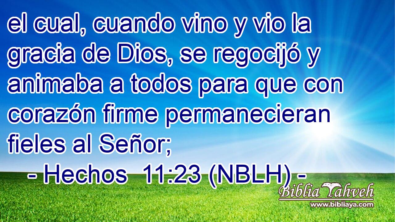  el cual, cuando vino y vio la gracia de Dios, se regocijó y animaba a todos para que con corazón firme permanecieran fieles al Señor; 