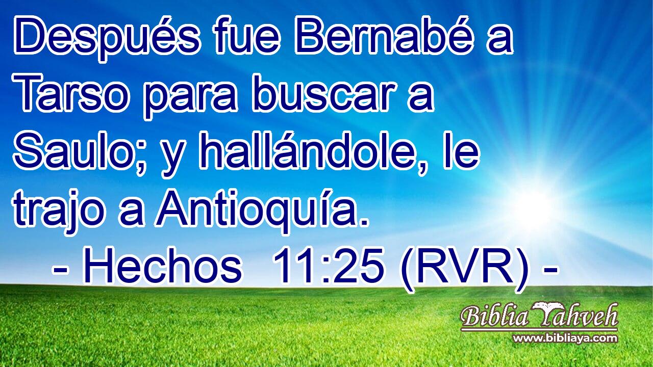 Después fue Bernabé a Tarso para buscar a Saulo; y hallándole, le trajo a Antioquía.