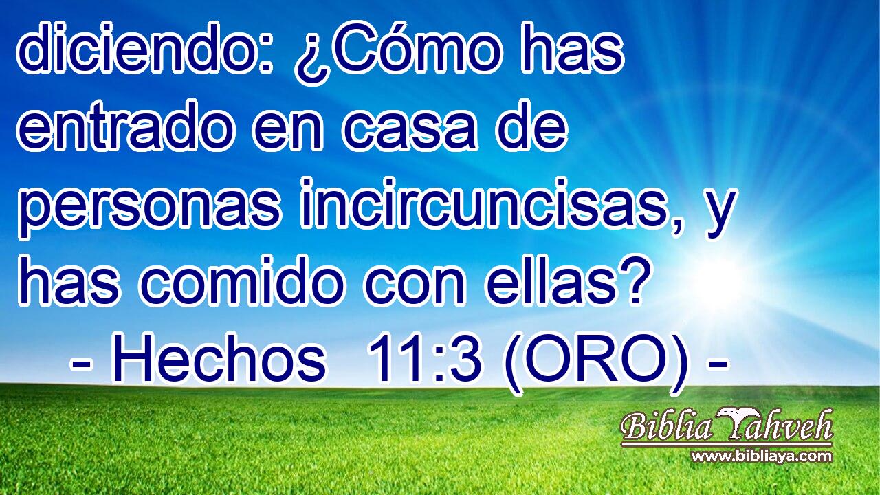  diciendo: ¿Cómo has entrado en casa de personas incircuncisas, y has comido con ellas? 