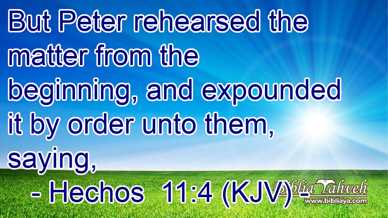 But Peter rehearsed the matter from the beginning, and expounded it by order unto them, saying,
