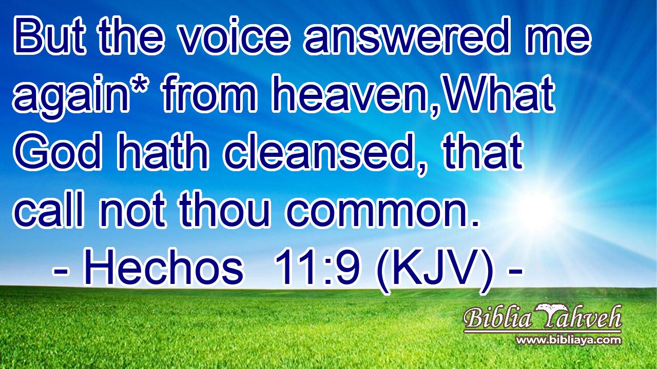 But the voice answered me again* from heaven,What God hath cleansed, that call not thou common.