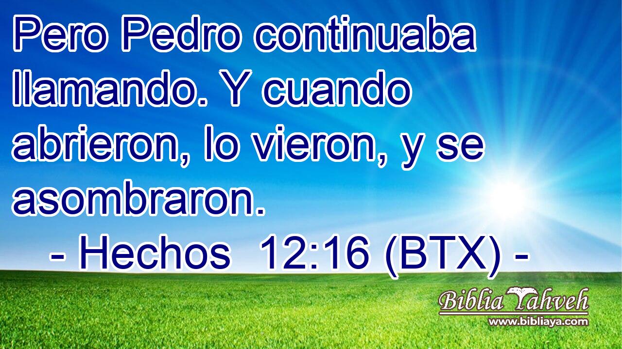 Pero Pedro continuaba llamando. Y cuando abrieron, lo vieron, y se asombraron.