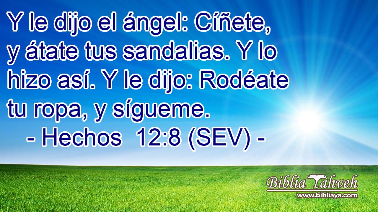 Y le dijo el ángel: Cíñete, y átate tus sandalias. Y lo hizo así. Y le dijo: Rodéate tu ropa, y sígueme.