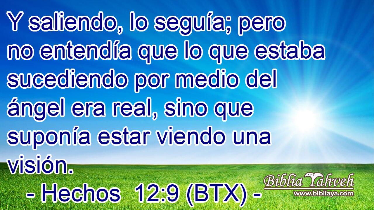 Y saliendo, lo seguía; pero no entendía que lo que estaba sucediendo por medio del ángel era real, sino que suponía estar viendo una visión.