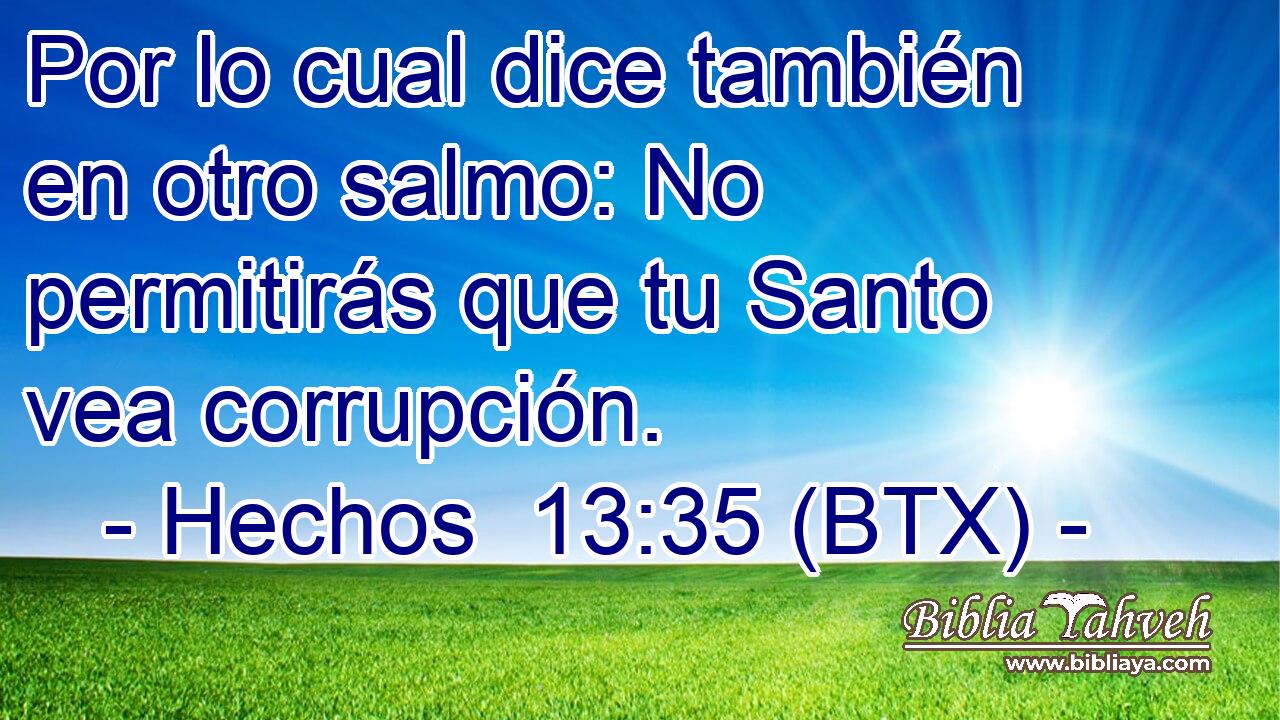 Por lo cual dice también en otro salmo: No permitirás que tu Santo vea corrupción.