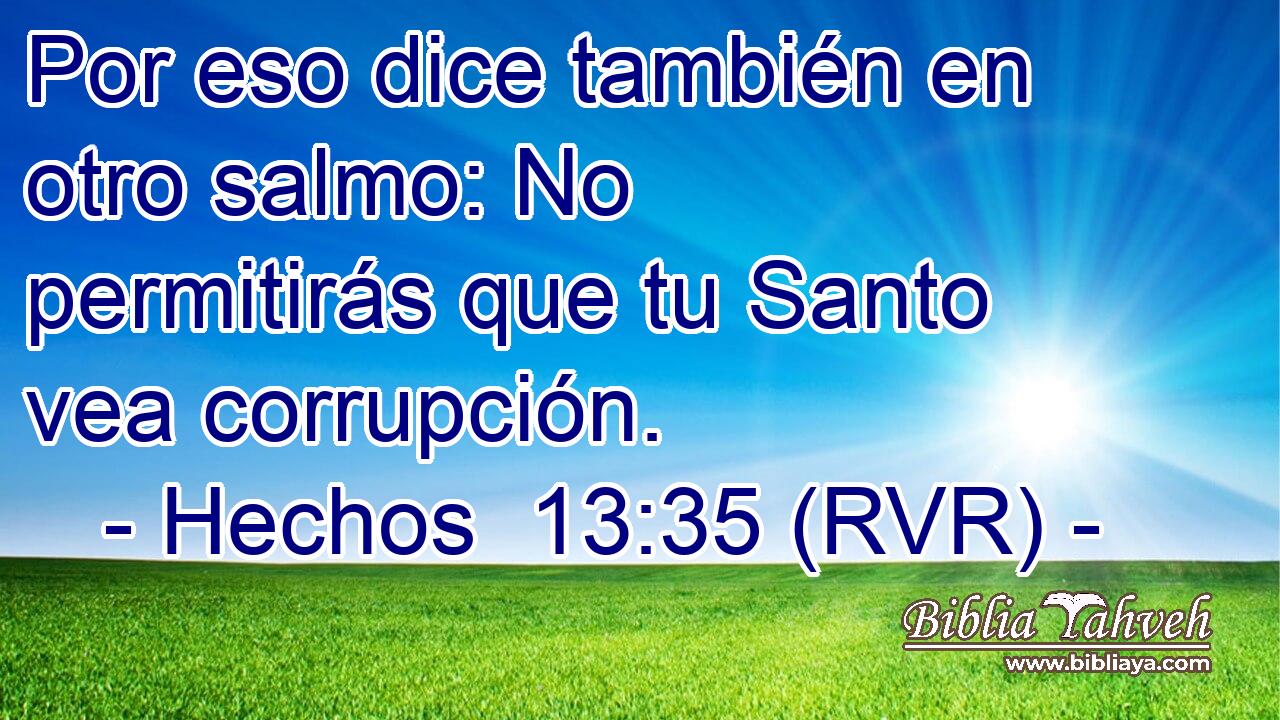 Por eso dice también en otro salmo: No permitirás que tu Santo vea corrupción.