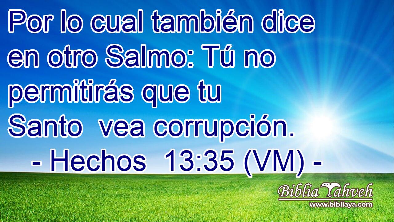 Por lo cual también dice en otro Salmo: Tú no permitirás que tu Santo  vea corrupción. 