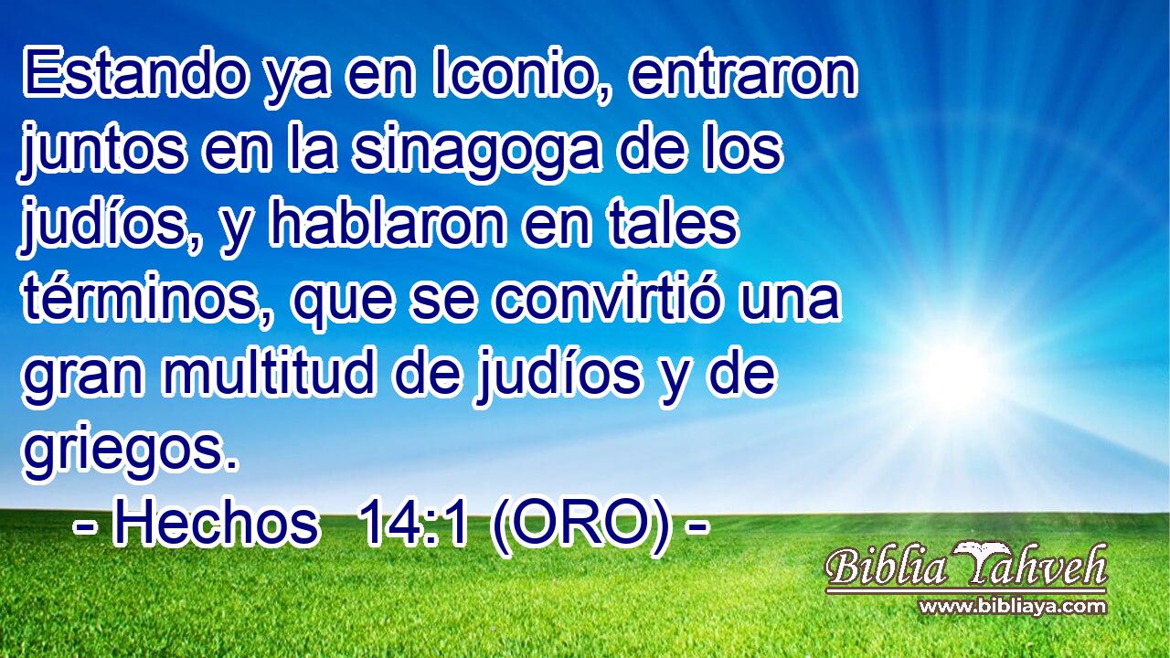 Estando ya en Iconio, entraron juntos en la sinagoga de los judíos, y hablaron en tales términos, que se convirtió una gran multitud de judíos y de griegos. 