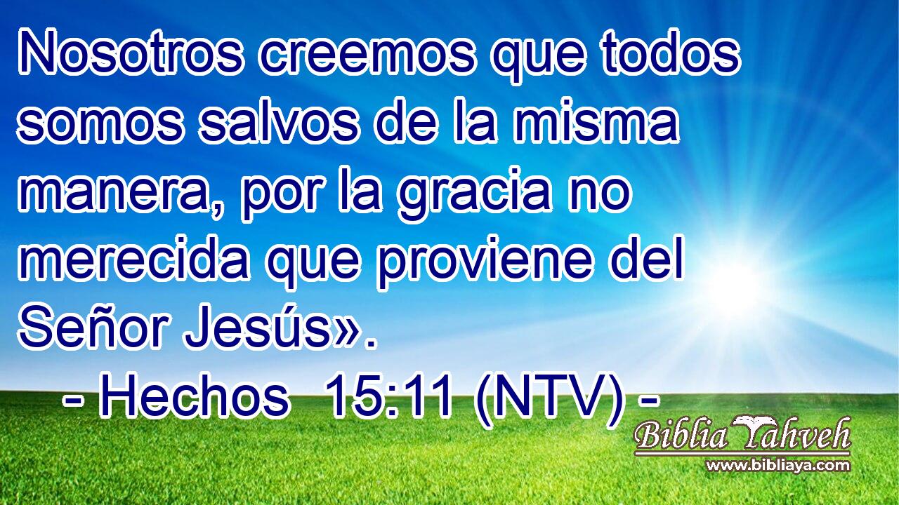 Nosotros creemos que todos somos salvos de la misma manera, por la gracia no merecida que proviene del Señor Jesús».