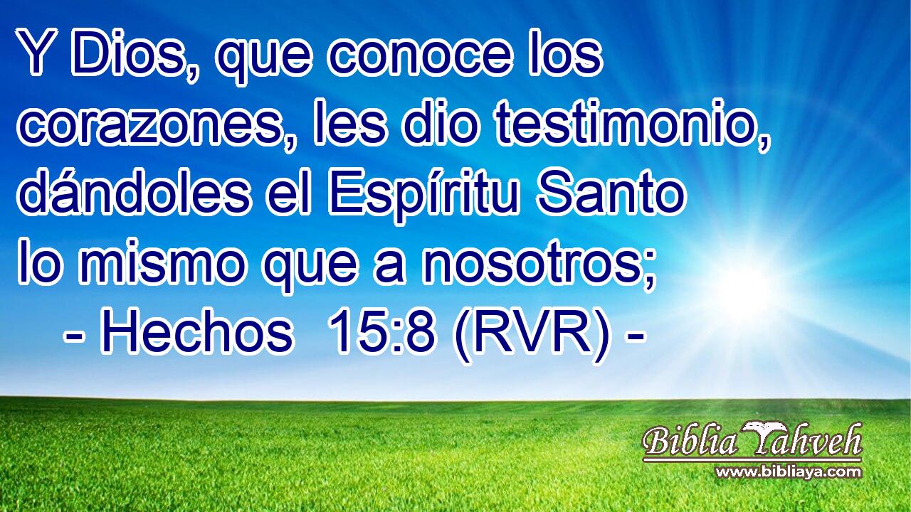 Y Dios, que conoce los corazones, les dio testimonio, dándoles el Espíritu Santo lo mismo que a nosotros;