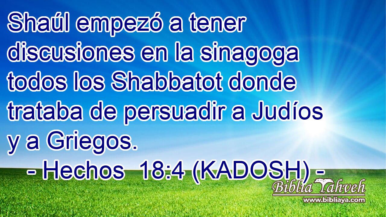  Shaúl empezó a tener discusiones en la sinagoga todos los Shabbatot donde trataba de persuadir a Judíos y a Griegos. 