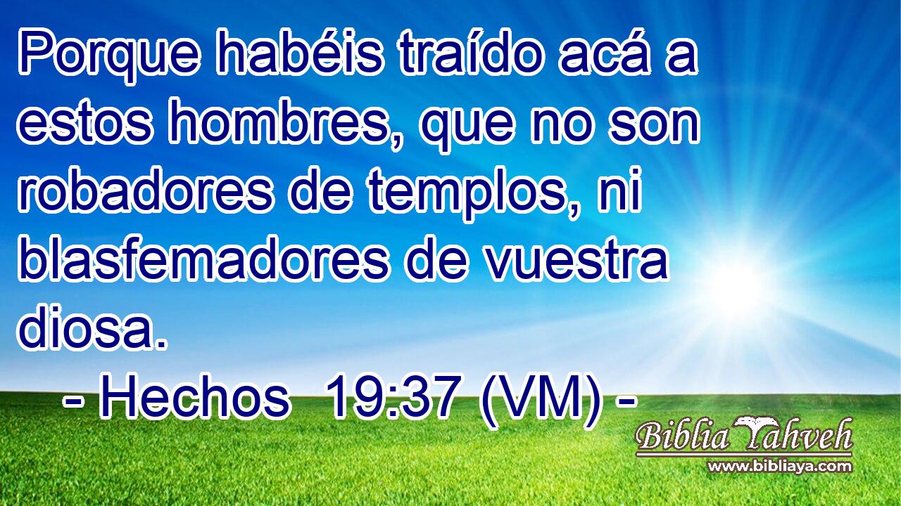  Porque habéis traído acá a estos hombres, que no son robadores de templos, ni blasfemadores de vuestra diosa. 