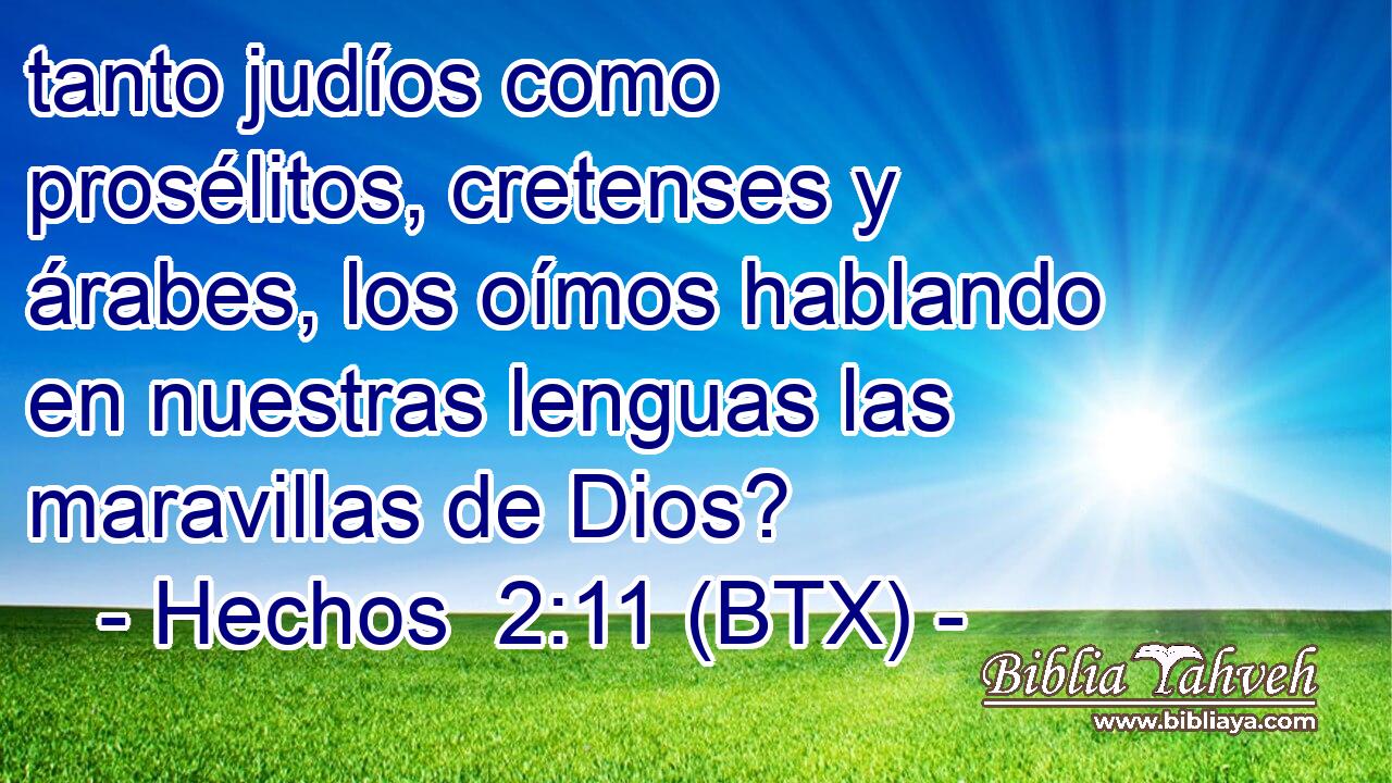 tanto judíos como prosélitos, cretenses y árabes, los oímos hablando en nuestras lenguas las maravillas de Dios?