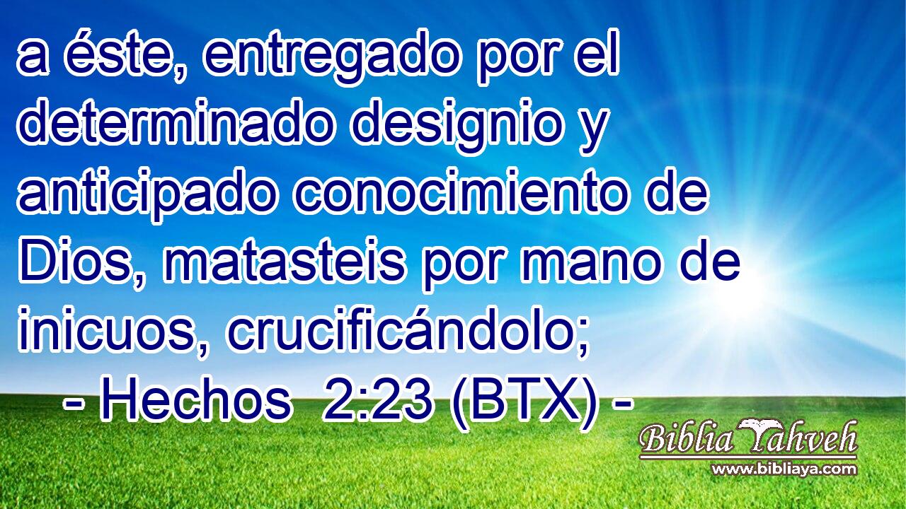 a éste, entregado por el determinado designio y anticipado conocimiento de Dios, matasteis por mano de inicuos, crucificándolo;