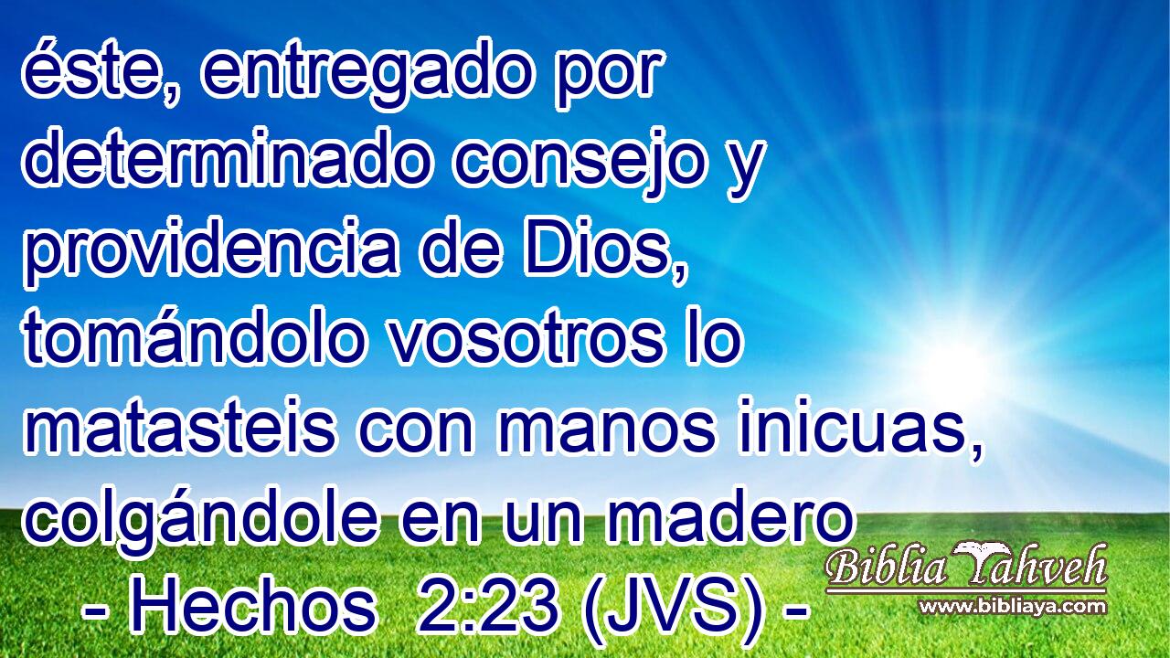 éste, entregado por determinado consejo y providencia de Dios, tomándolo vosotros lo matasteis con manos inicuas, colgándole en un madero