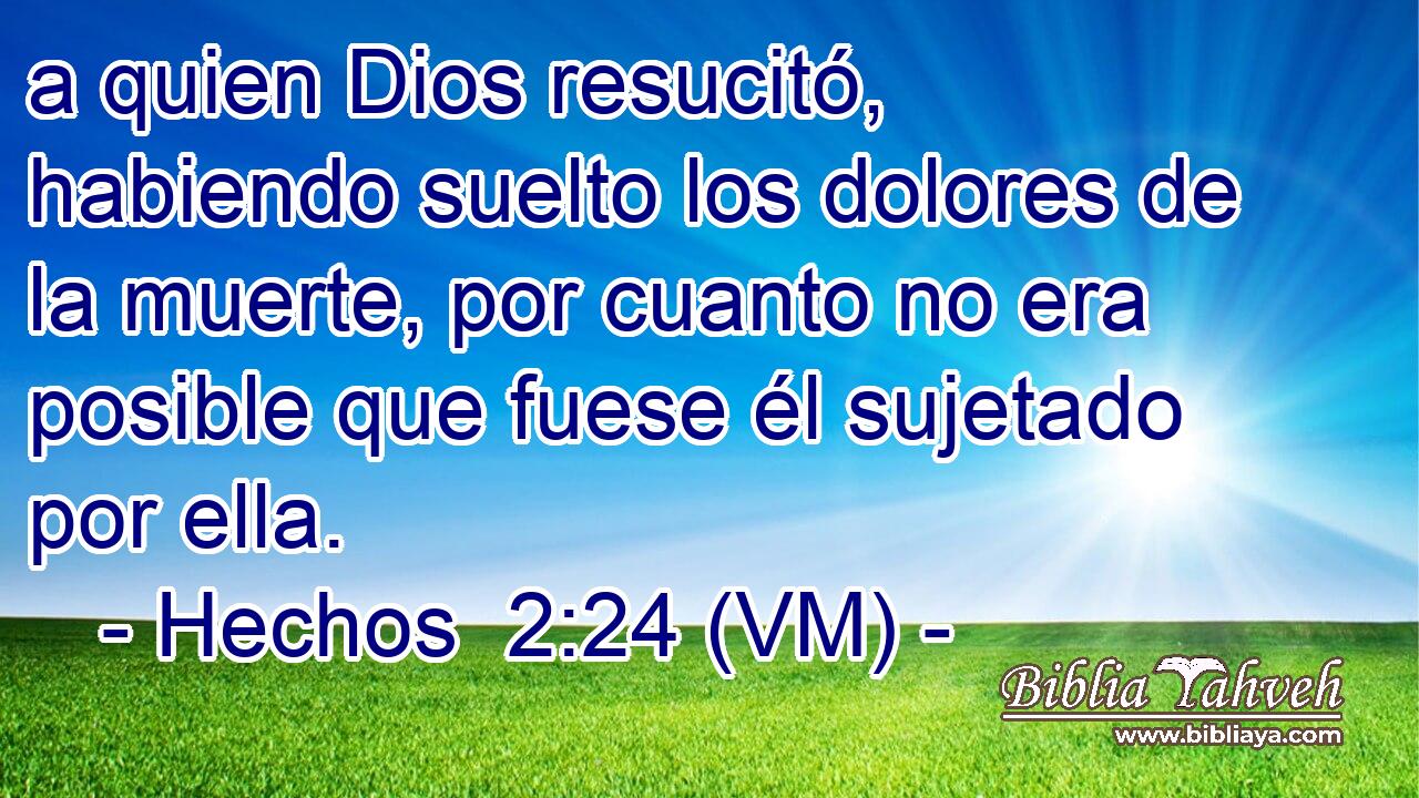  a quien Dios resucitó, habiendo suelto los dolores de la muerte, por cuanto no era posible que fuese él sujetado por ella. 