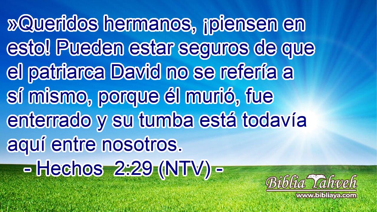 »Queridos hermanos, ¡piensen en esto! Pueden estar seguros de que el patriarca David no se refería a sí mismo, porque él murió, fue enterrado y su tumba está todavía aquí entre nosotros.