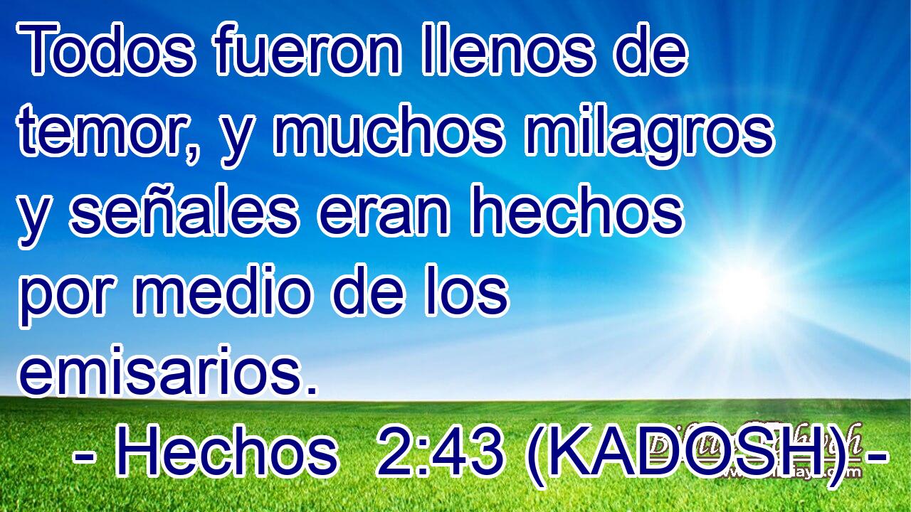  Todos fueron llenos de temor, y muchos milagros y señales eran hechos por medio de los emisarios. 