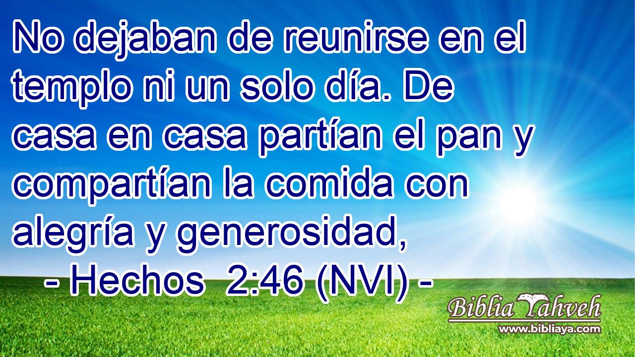  No dejaban de reunirse en el templo ni un solo día. De casa en casa partían el pan y compartían la comida con alegría y generosidad, 