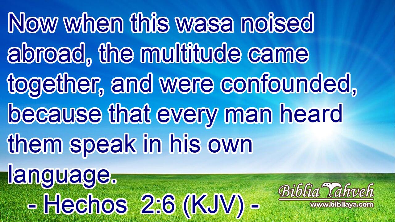 Now when this wasa noised abroad, the multitude came together, and were confounded, because that every man heard them speak in his own language.