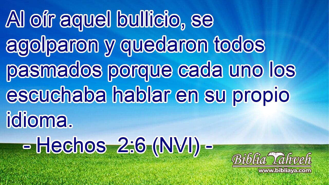  Al oír aquel bullicio, se agolparon y quedaron todos pasmados porque cada uno los escuchaba hablar en su propio idioma. 