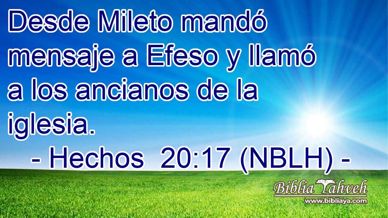  Desde Mileto mandó mensaje a Efeso y llamó a los ancianos de la iglesia. 
