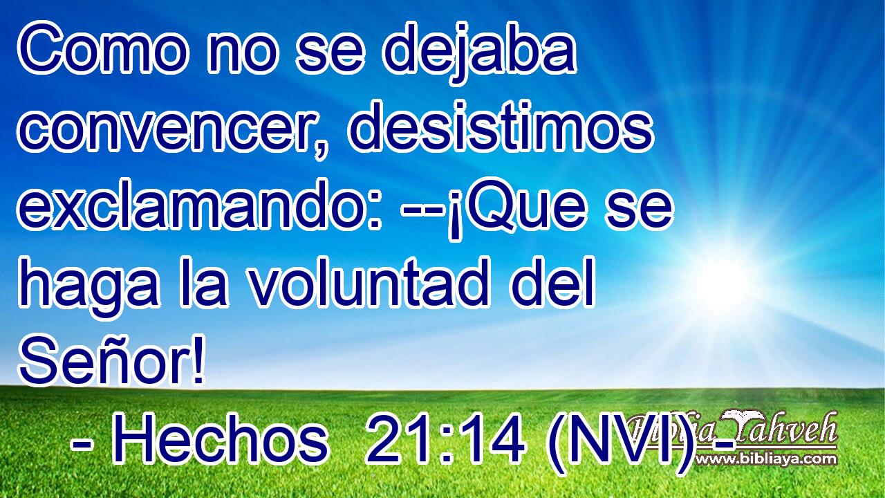  Como no se dejaba convencer, desistimos exclamando: --¡Que se haga la voluntad del Señor! 