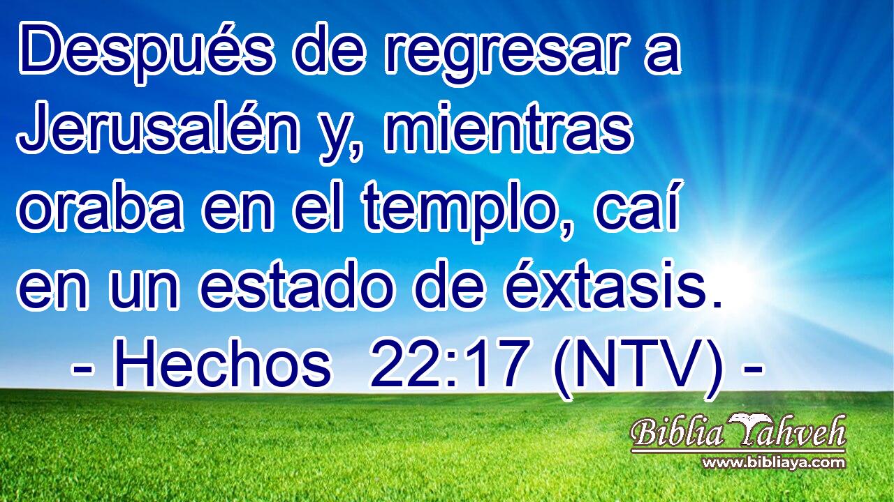 Después de regresar a Jerusalén y, mientras oraba en el templo, caí en un estado de éxtasis.