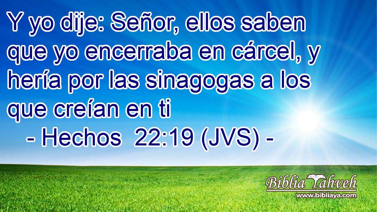 Y yo dije: Señor, ellos saben que yo encerraba en cárcel, y hería por las sinagogas a los que creían en ti