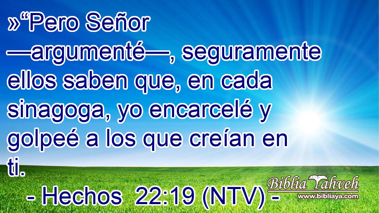 »“Pero Señor —argumenté—, seguramente ellos saben que, en cada sinagoga, yo encarcelé y golpeé a los que creían en ti.