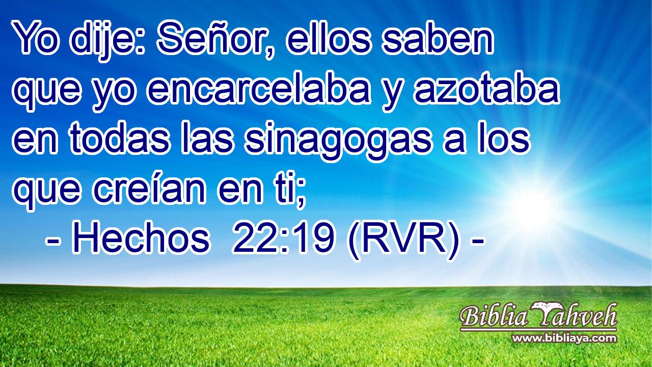 Yo dije: Señor, ellos saben que yo encarcelaba y azotaba en todas las sinagogas a los que creían en ti;