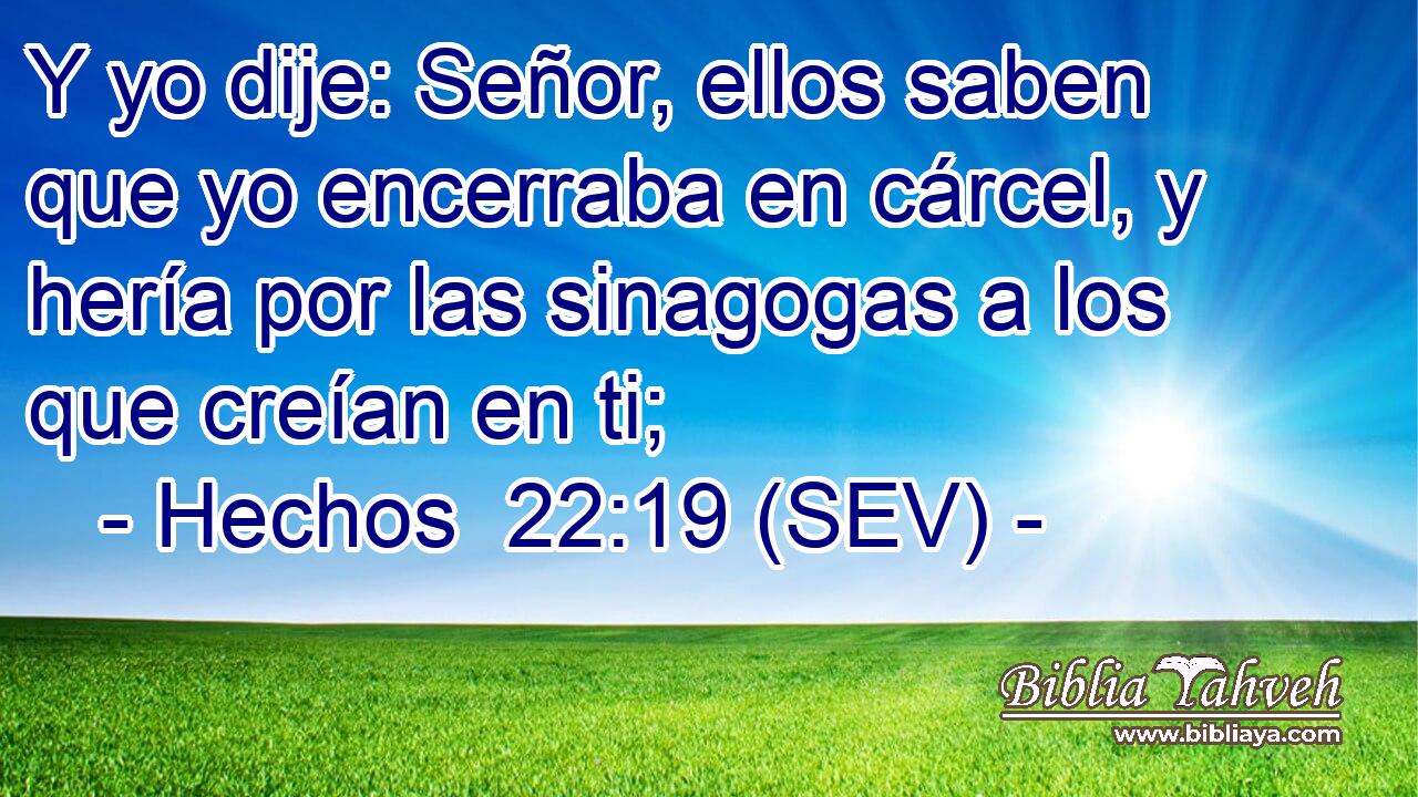 Y yo dije: Señor, ellos saben que yo encerraba en cárcel, y hería por las sinagogas a los que creían en ti;
